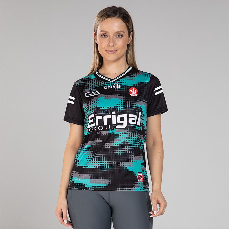 Black and Teal Women's Fit Derry GAA Goalkeeper Jersey with Errigal Group sponsor logo by O’Neills.