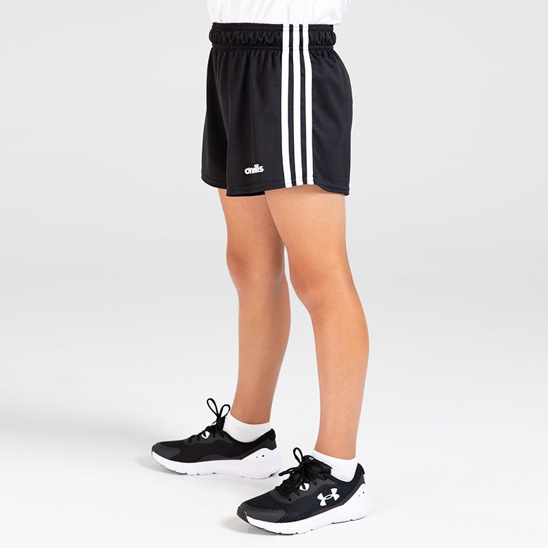 Black/White Kids' Mourne shorts with 3 stripes by O'Neills. 