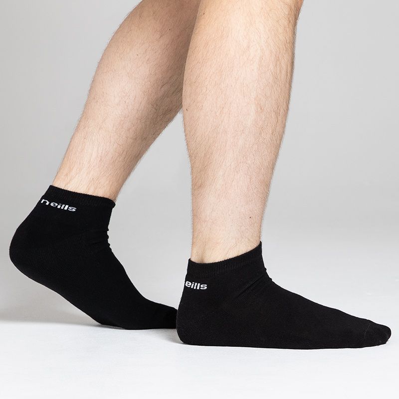 Black Cushioned Low Trainer Socks 3 Pack with O’Neills branding.