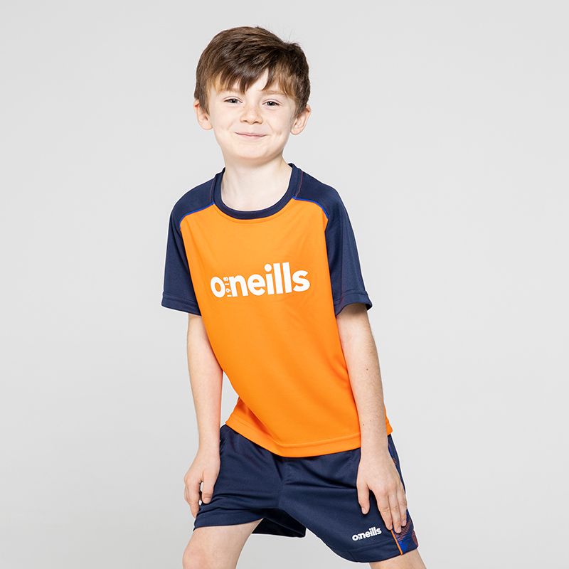 Kids' orange Oisin t-shirt with white O'Neills branding on the front chest.