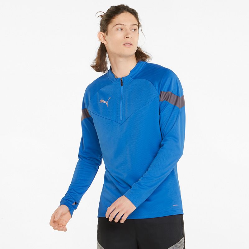 Men's Blue Puma teamFINAL Training Quarter Zip Top, with dryCELL technology from O'Neills.