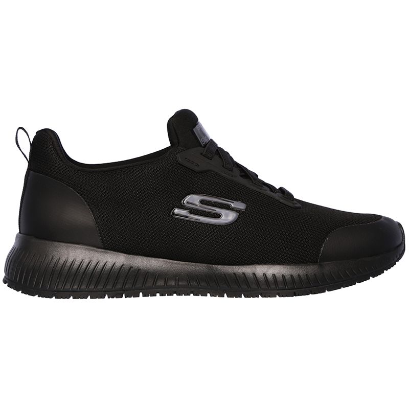 black Skechers women's work shoes in a slip on style and electrical hazard safe, from O'Neills