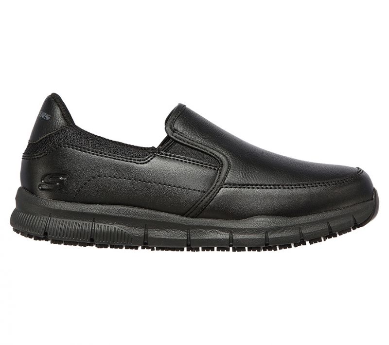 Black Skechers Work Relaxed Fit: NampaTrainers made with a smooth leather upper and slip resistant outsole from O'Neills