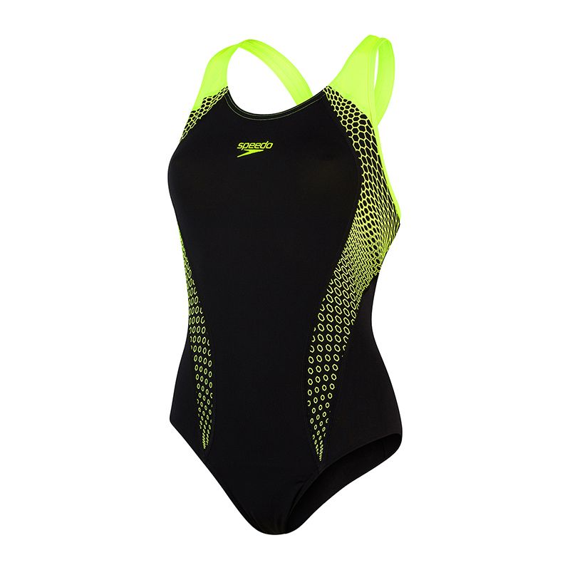 Black and yellow Speedo Women's swimsuit with a light bust support from O'Neills
