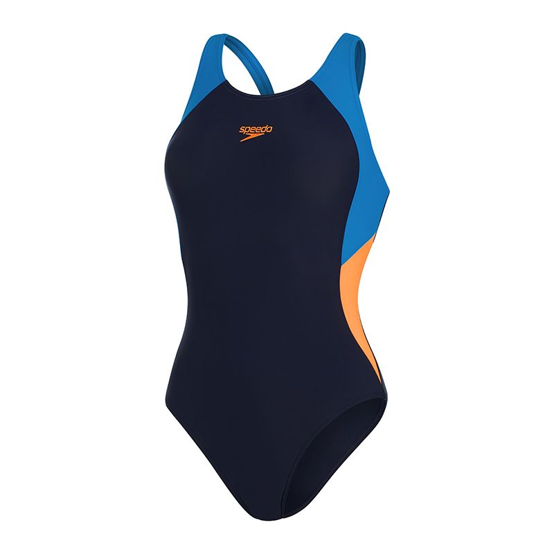 blue and orange Speedo Women's swimsuit in a muscleback design from O'Neills