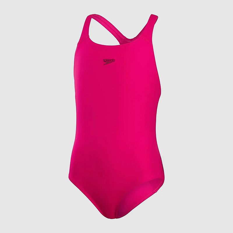 Pink Speedo kids Eco Endurance+ swimsuit with a medalist design from O'Neills