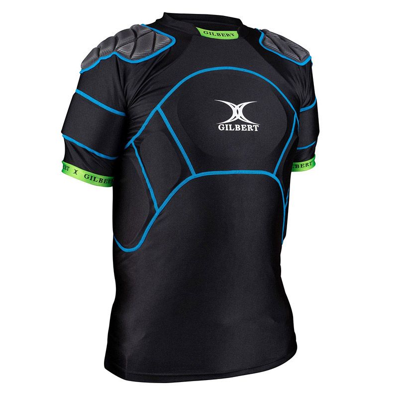 Men's Black and Blue Gilbert XP500 Body Armour, with ergonomic panel construction from O'Neills.