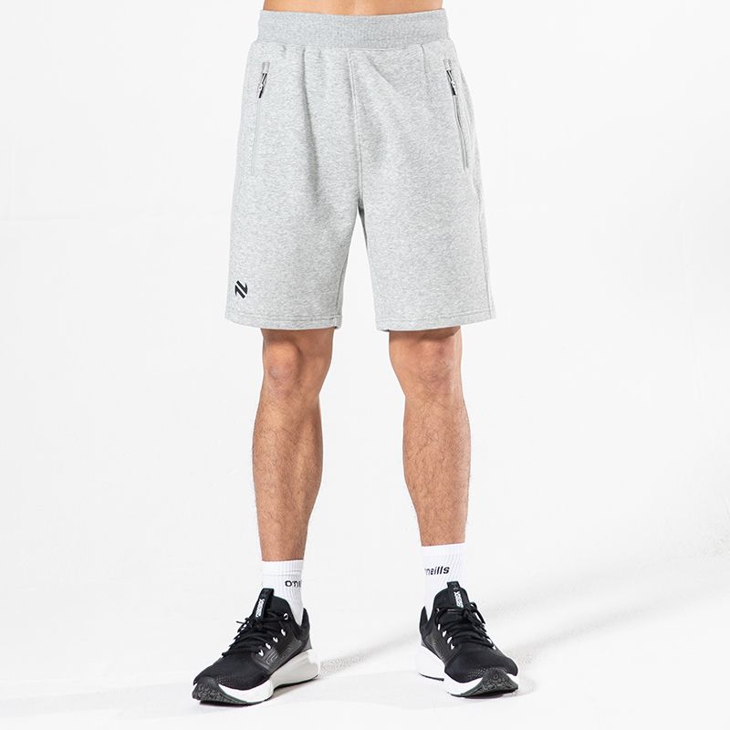 Grey Men’s Evolve Fleece Shorts with cuffed bottoms and two zip pockets by O’Neills.