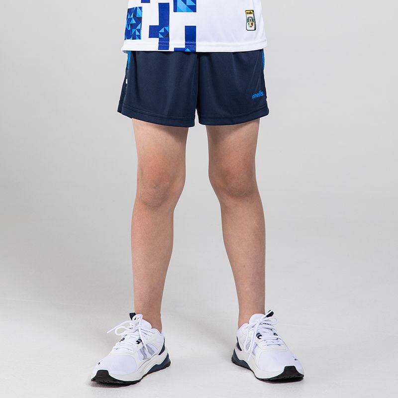 Navy Aragon Boys’ shorts with an elasticated waistband and colour printed design on the sides by O’Neills.