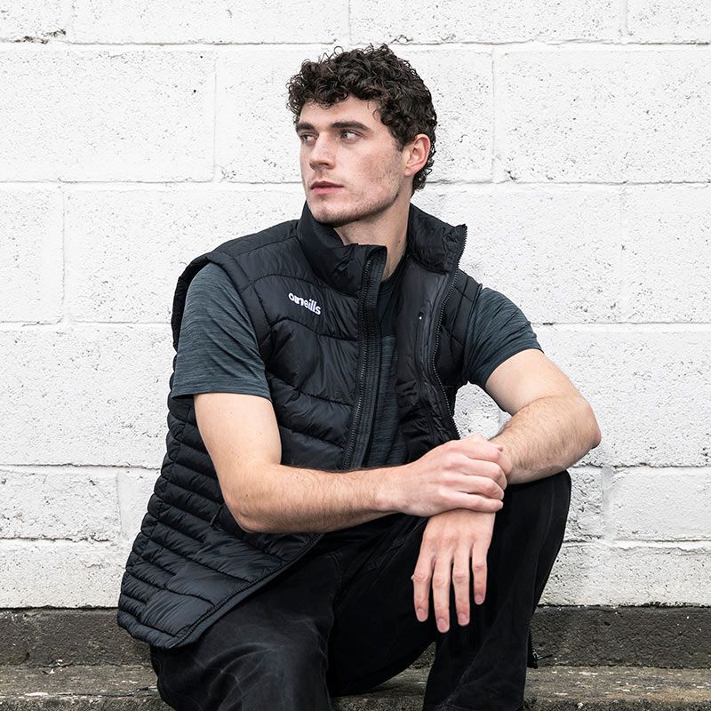 black Andy Padded Gilet with zip pockets by O’Neills.