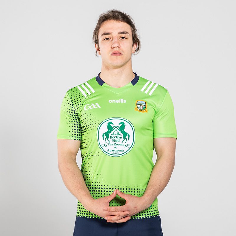 Lime Green Men's Meath Player Fit Alternative Goalkeeper Jersey with Sponsor logos by O'Neills.