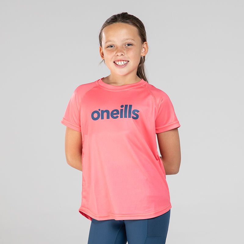Pink Girls’ short sleeve t-shirt with O’Neills branding on the chest by O’Neills. 