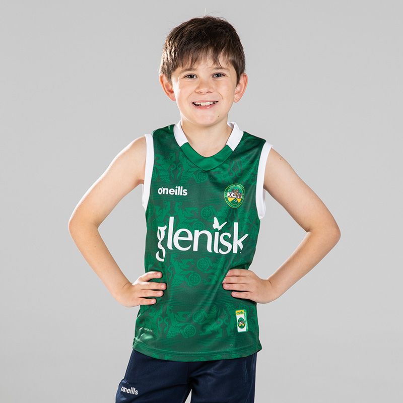 Green/White Kids Offaly GAA Hurling Training Vest with an eye-catching design by O'Neills.