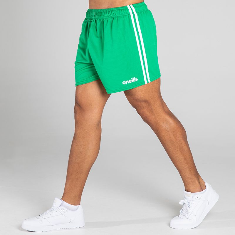 Green/White Men's Mourne Shorts with 2 stripe detail on side of legs by O'Neills. 