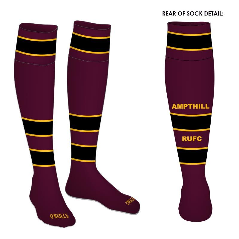 Ampthill & District RUFC Koolite Max Long Socks Maroon / Black / Amber