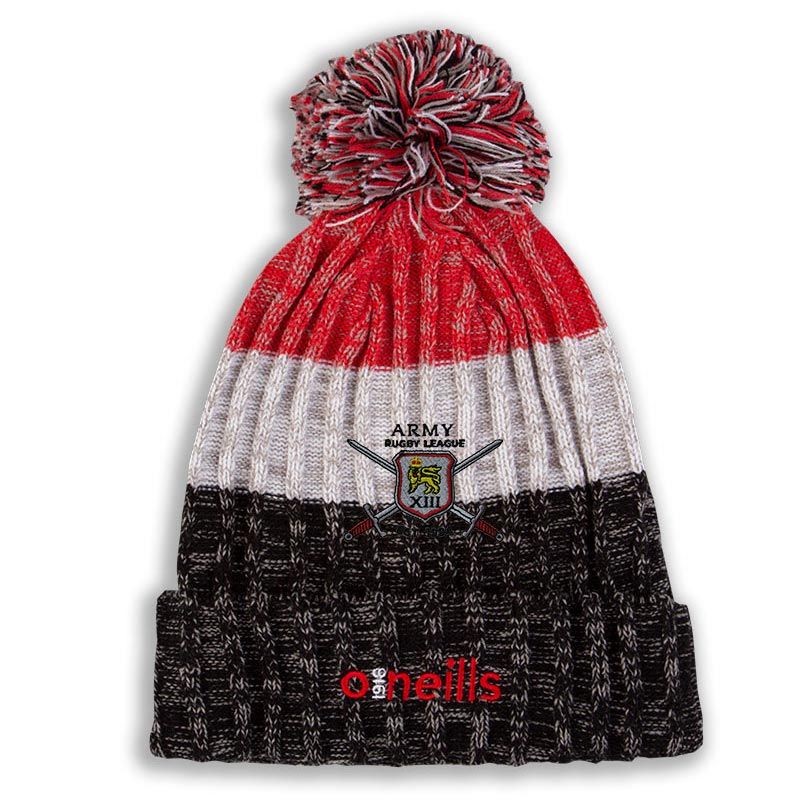 Army Rugby League Bowen Knitted Bobble Hat Marl Black / White / Red