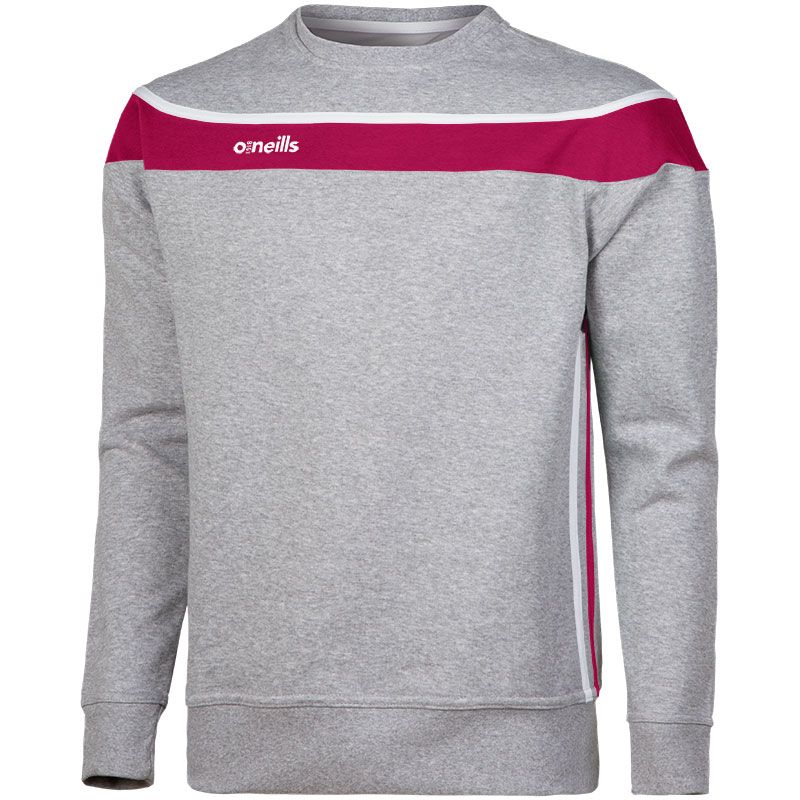 Men's Auckland Fleece Crew Neck Sweatshirt Sweatshirt Grey / Maroon / White