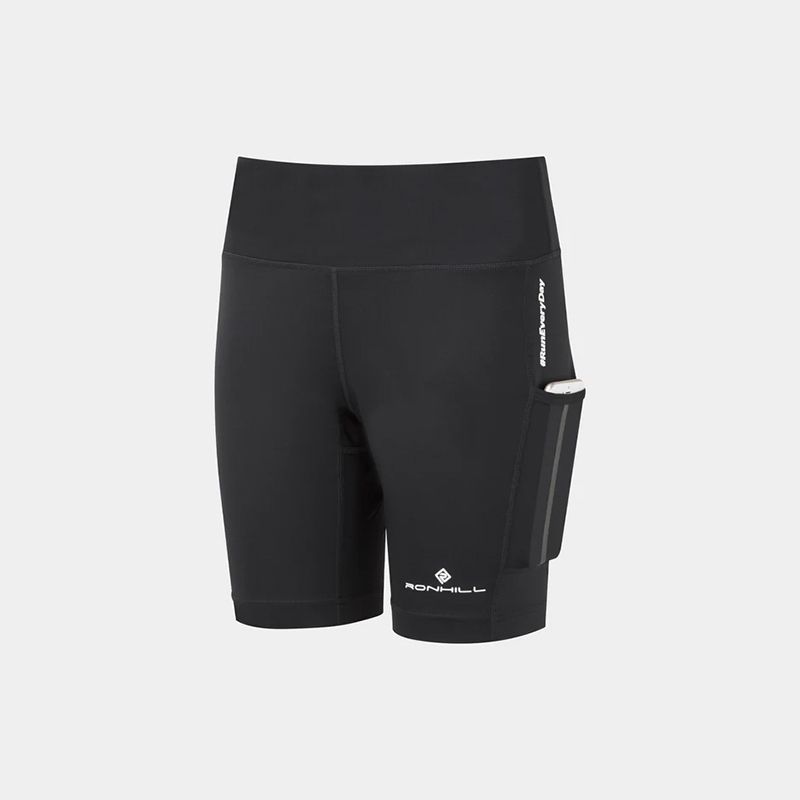 Black Ronhill Women's Tech Revive Stretch Shorts, with Thigh stash pocket from O'Neills.
