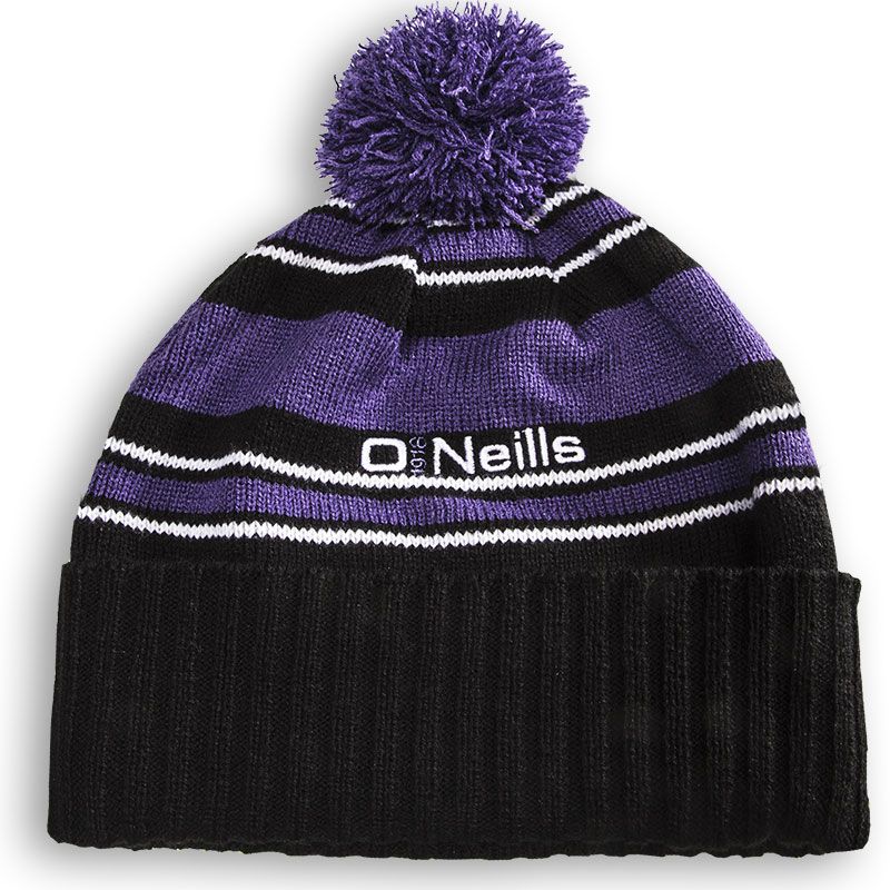Bobble Hat Black / Purple / White