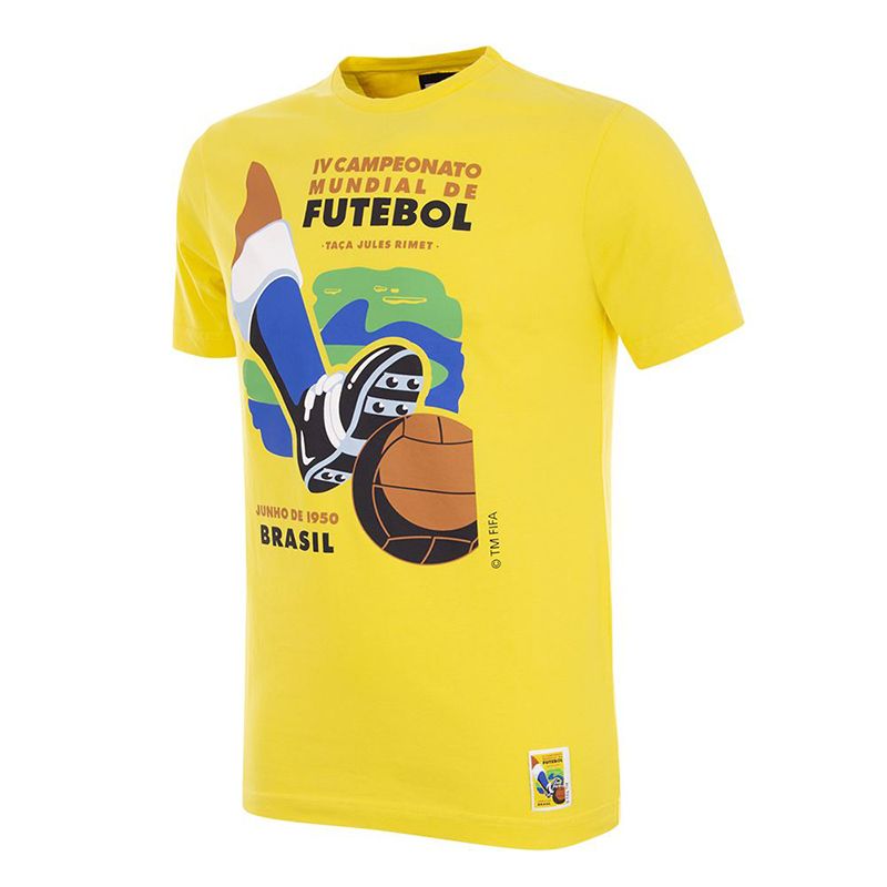 Men's Yellow Copa 1950 World Cup Emblem T-Shirt, made from 100% cotton from O'Neills.
