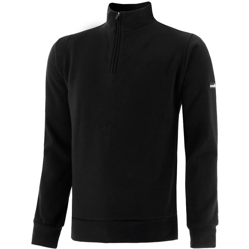 Black Men’s Half Zip Fleece with high neck collar and two open side pockets by O’Neills.