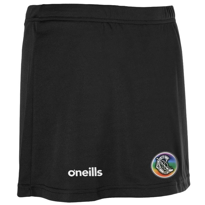 Black Kids' Camogie Skort with elasticated waistband and O’Neills branding by O’Neills.