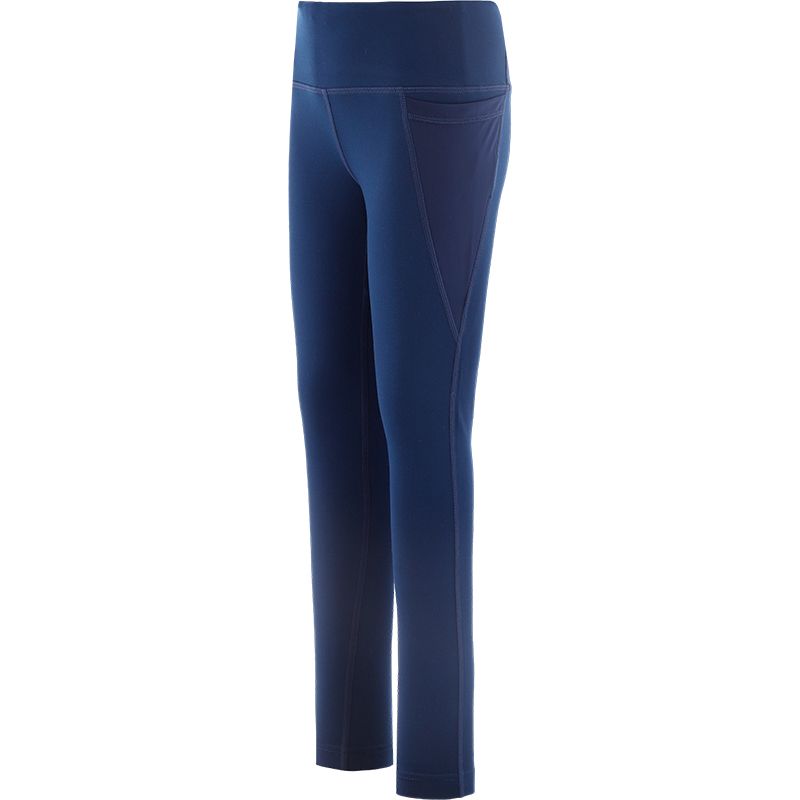 Carrie Marine girls’ sports leggings with two mesh side pockets by O’Neills.