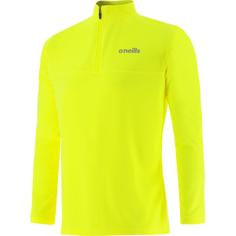 Flo Yellow Cathal Men’s half zip training top with reflective detail by O’Neills.