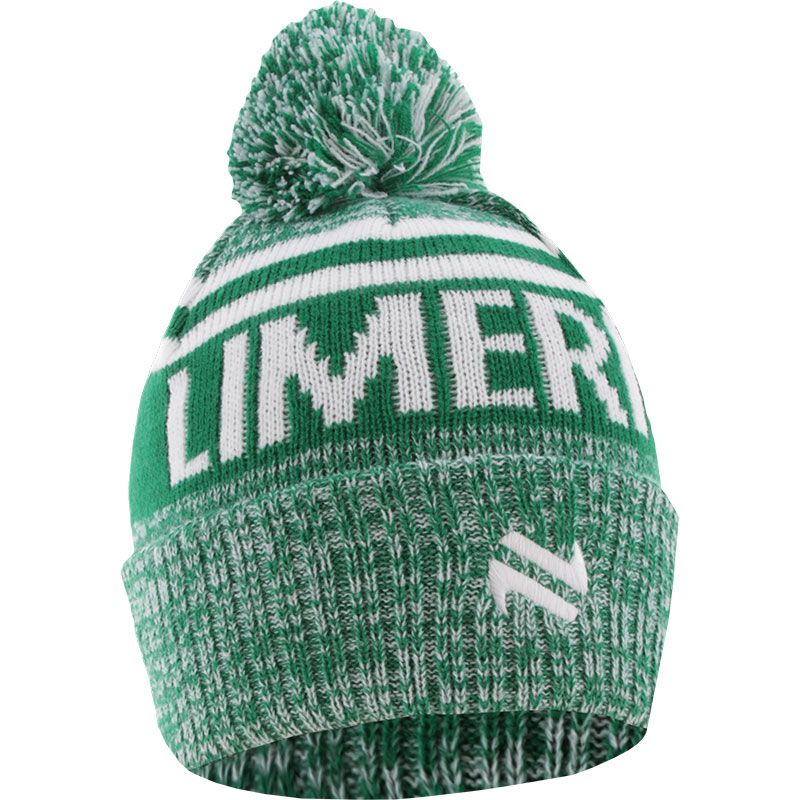 Green Limerick City Bobble Hat with embroidered O’Neills logo.