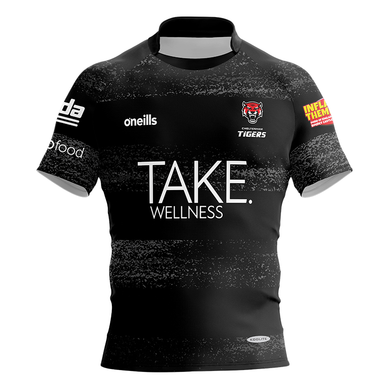 Cheltenham Tigers Rugby Match Team Fit Senior Replica Shirt (Black)