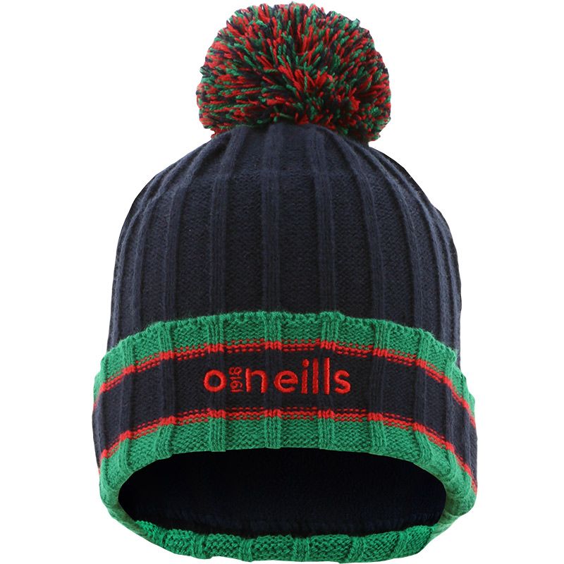 Marine / Green / Red Darcy knit bobble hat with large pom-pom by O’Neills.