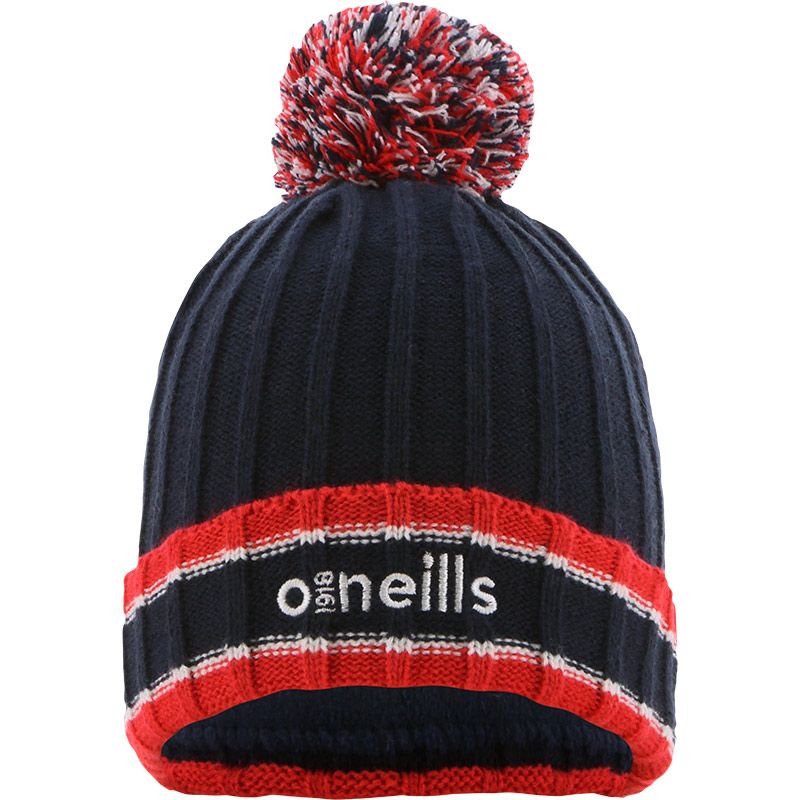 Marine and Red Darcy knit bobble hat with large pom-pom by O’Neills.