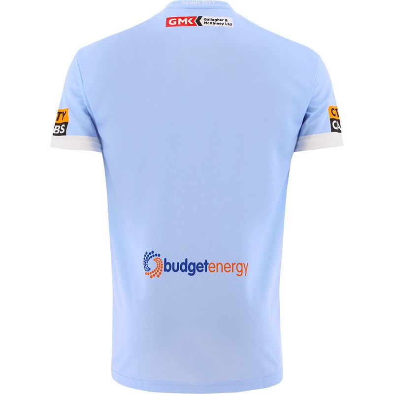 Blue Men's Derry City FC 2022 Away Jersey with map of Derry city on the front from O’Neills.