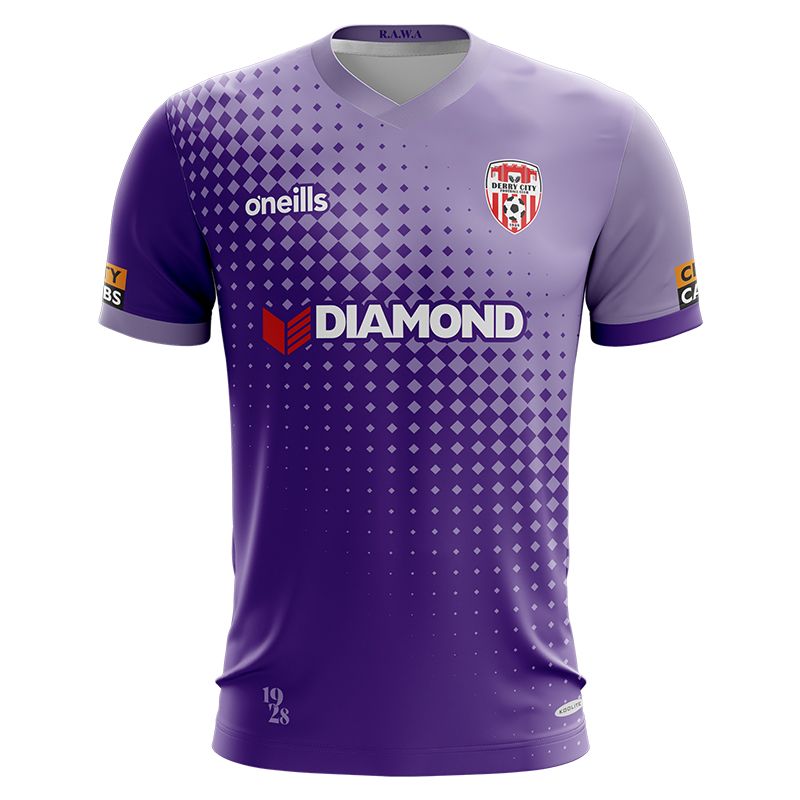 Purple Men's Derry City FC 2022 Away Goalkeeper Jersey with 1928 printed in the lower left corner from O'Neills