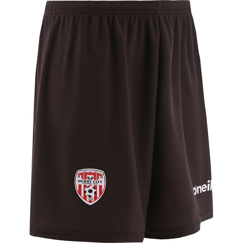 Black Men's Derry City FC 2022 Home shorts with official crest from O’Neills.