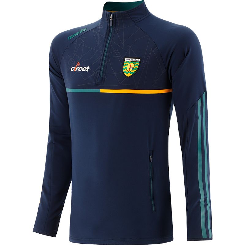 Marine Men's Donegal GAA Dolmen Half Zip Top with Zip Pockets and the County Crest by O’Neills.

