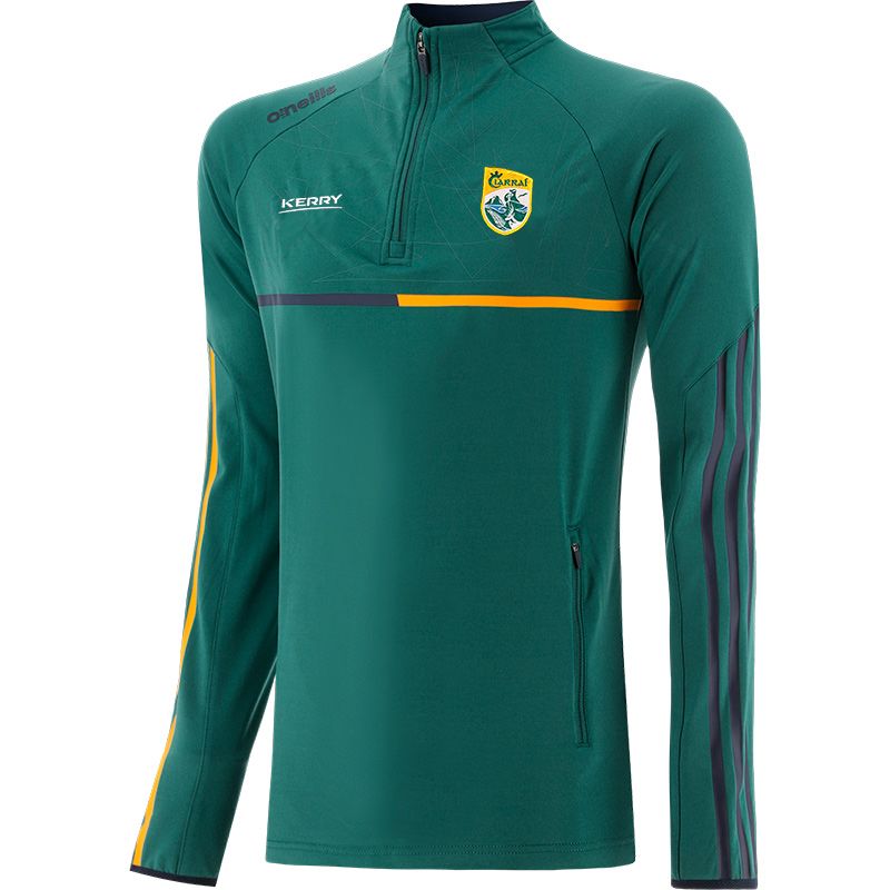 Green Kerry GAA Dolmen Half Zip Top with Zip Pockets and the County Crest by O’Neills.