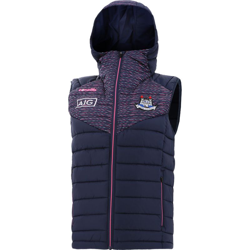Marine and Pink kids' Harlem Dublin GAA padded gilet with zip pockets by O’Neills.