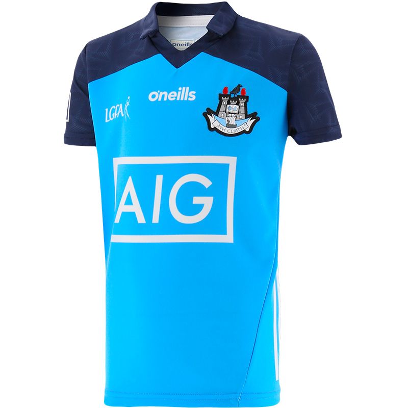 Blue Dublin LGFA home jersey with AIG sponsor logo by O’Neills.
