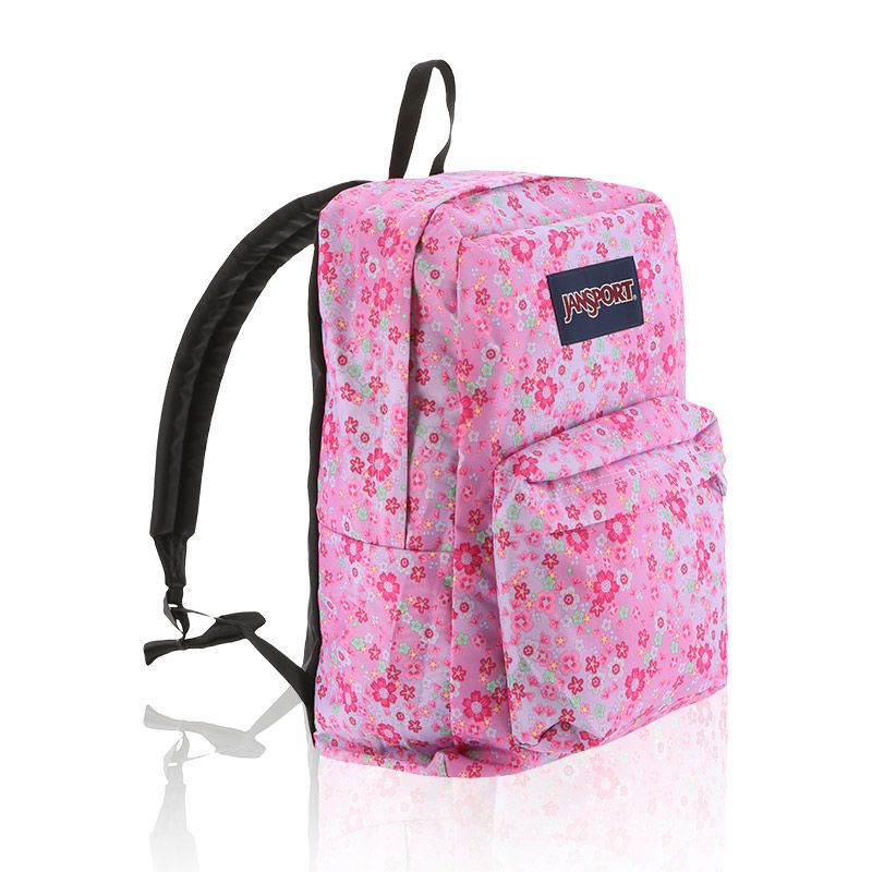 Pink Jansport Superbreak Backpack with waterbottle holder from O’Neills.