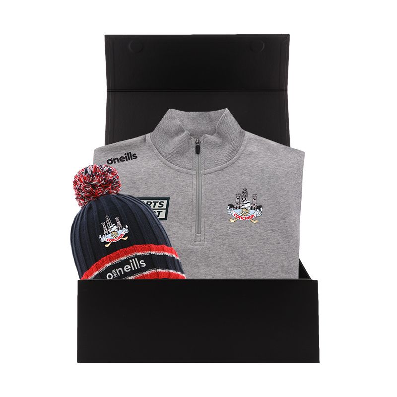 Cork GAA Gift Box with Cork GAA half zip fleece and bobble hat packaged in a gift box by O’Neills.