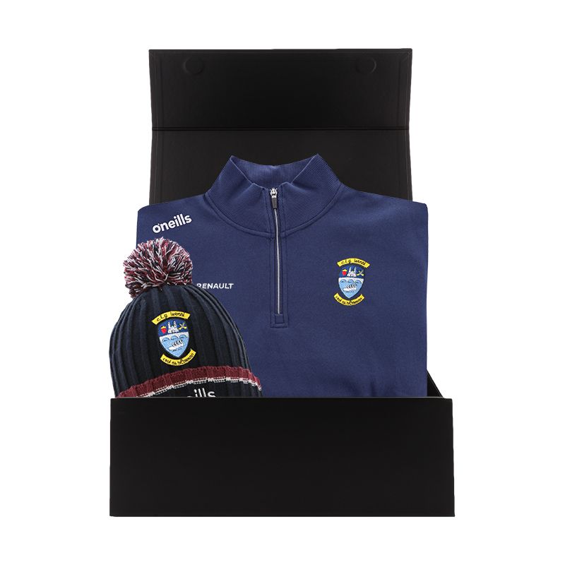 Westmeath GAA Gift Box with Westmeath GAA half zip fleece and bobble hat packaged in a gift box by O’Neills.