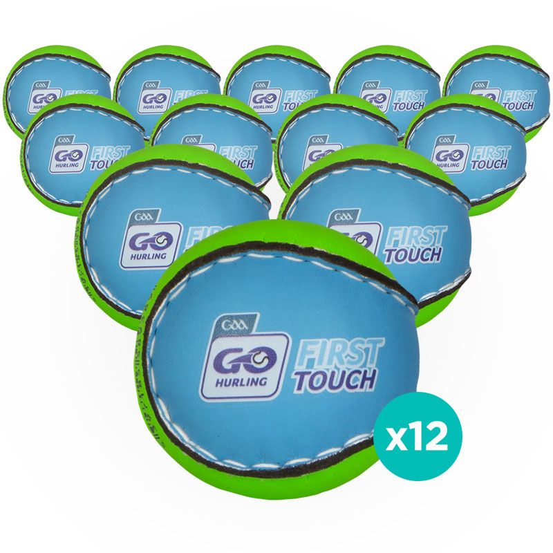 First Touch Hurling Ball Green / Blue 12 Pack