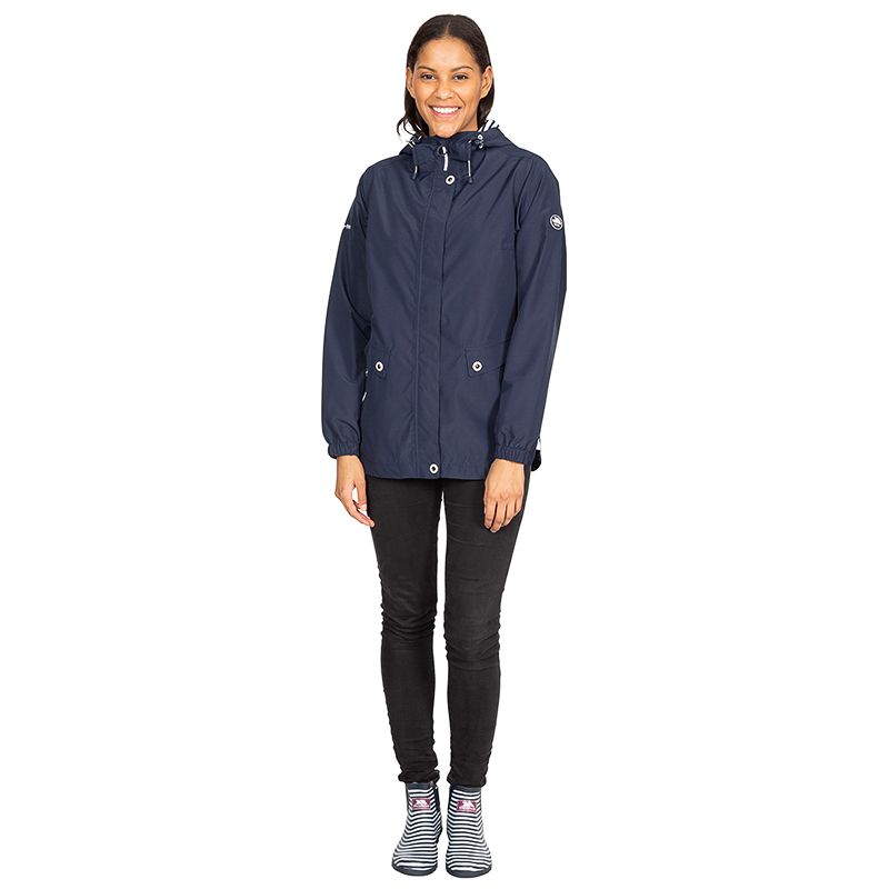 Navy Trespass Women's Waterproof Jacket with Hood with 2 dual-access zip pockets from O'Neills.