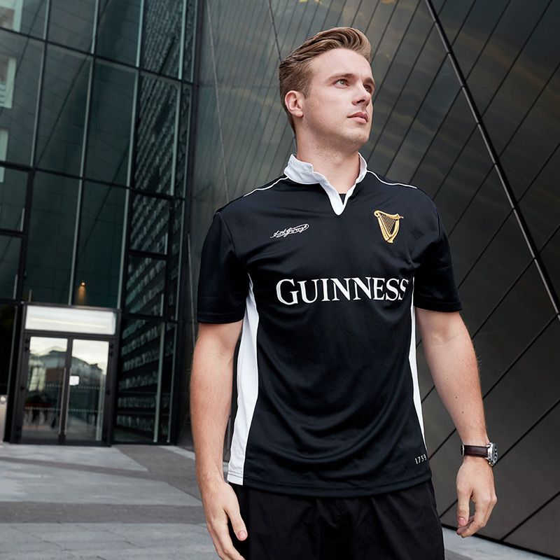 Men's Black Guinness short sleeve ruby jersey in black from O'Neills.