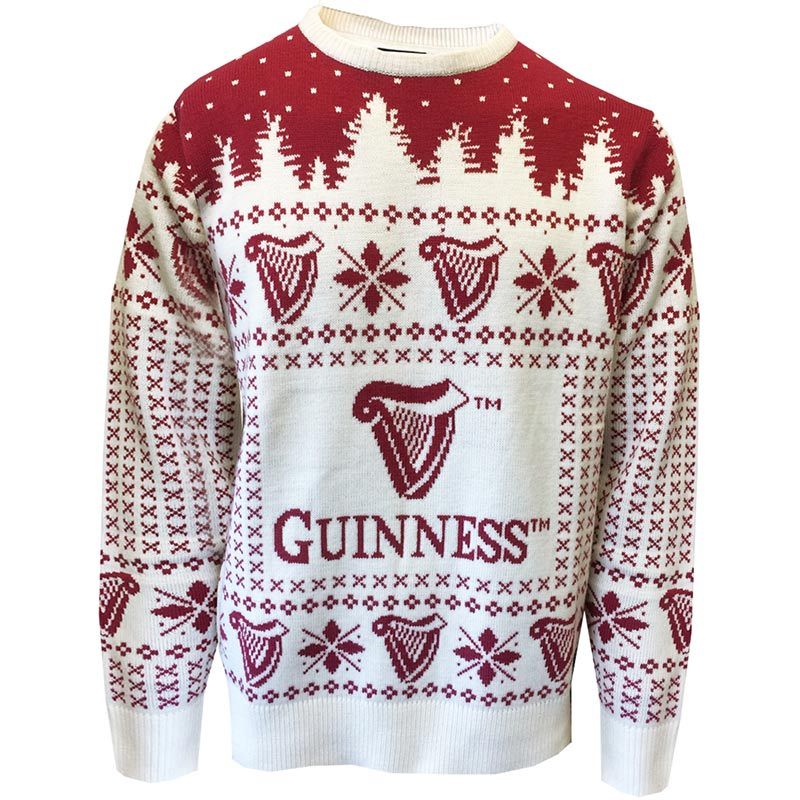 Men's Guinness white and red Christmas jumper from O'Neills.