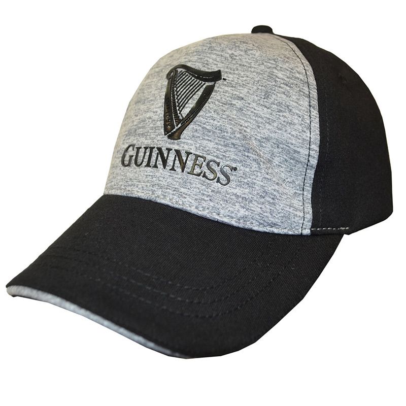 grey and black Guinness cap featuring the Guinness harp logo and adjustable strap from O'Neills