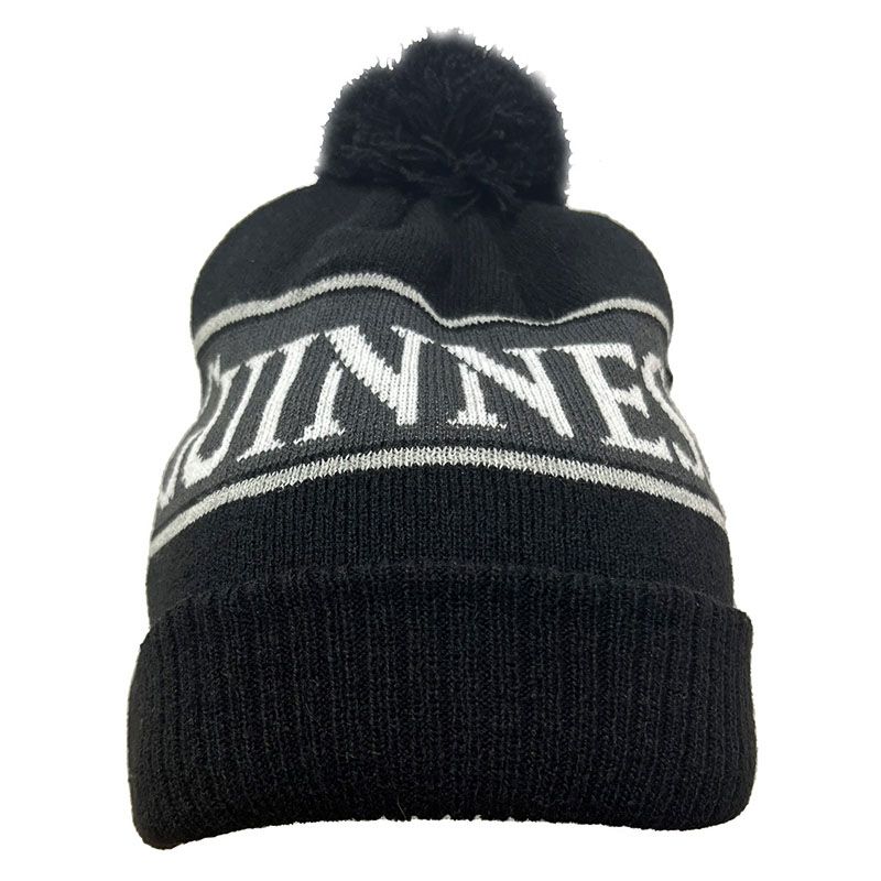 Black Guinness Bobble hat with Guinness large text from O'Neills.
