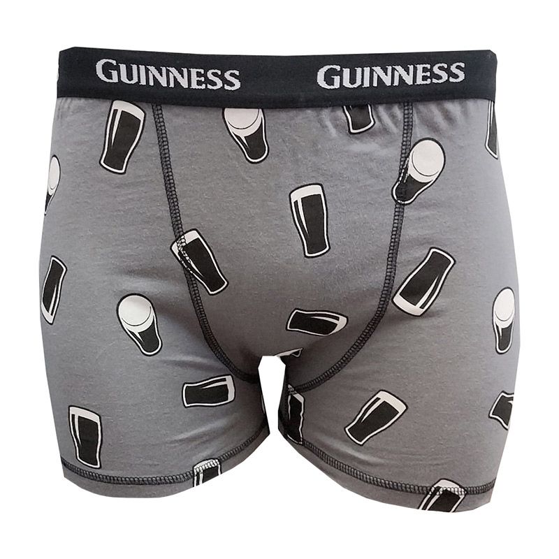 Grey Guinness boxers with pints of Guinness from O'Neills.