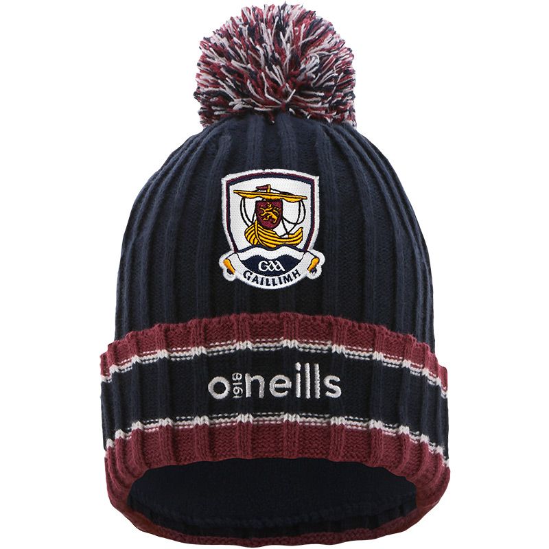 Navy kids' Galway Darcy knit bobble hat with large pom-pom by O'Neills.